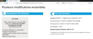 Exemple d'annonce légale de modification du nom de la société