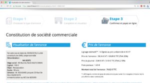 Exemple d'annonce légale de création de EURL département 34 Hérault