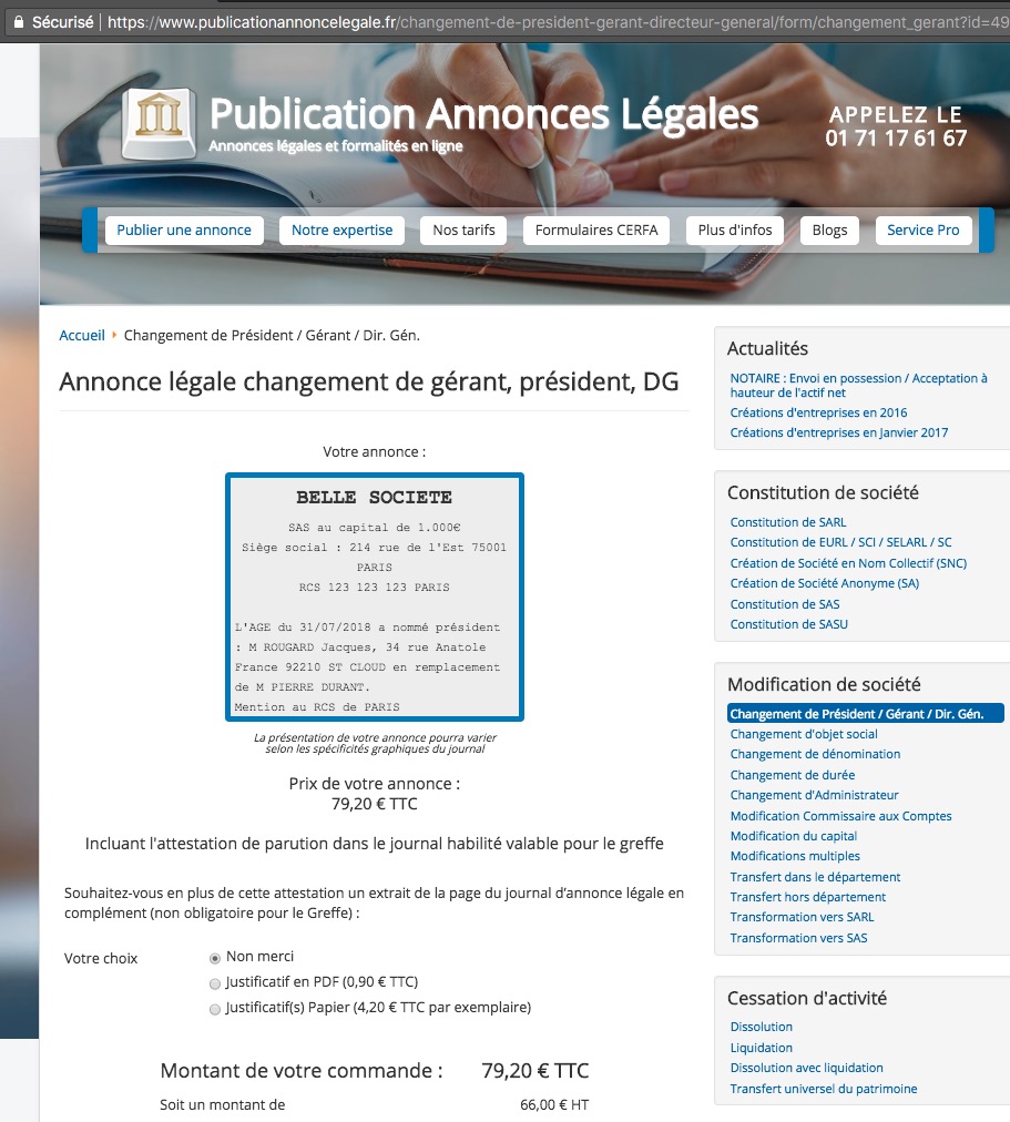 Annonce lgale changement de Prsident de SAS - Comparateur Annonce Lgale Annonce lgale changement de Prsident de SAS - Comparateur Annonce Lgale