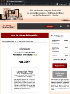 annonce légale de liquidation