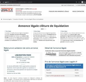 liquidation annonce légale legalin