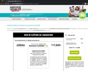 annonce liquidation legale paris 75